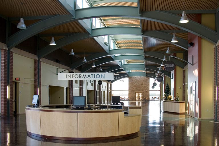 Blackhawk Church Information Centre. A Church Welcome Center Desk provides a central location visitors may always be greeted with a generous smile and warm welcome to the community