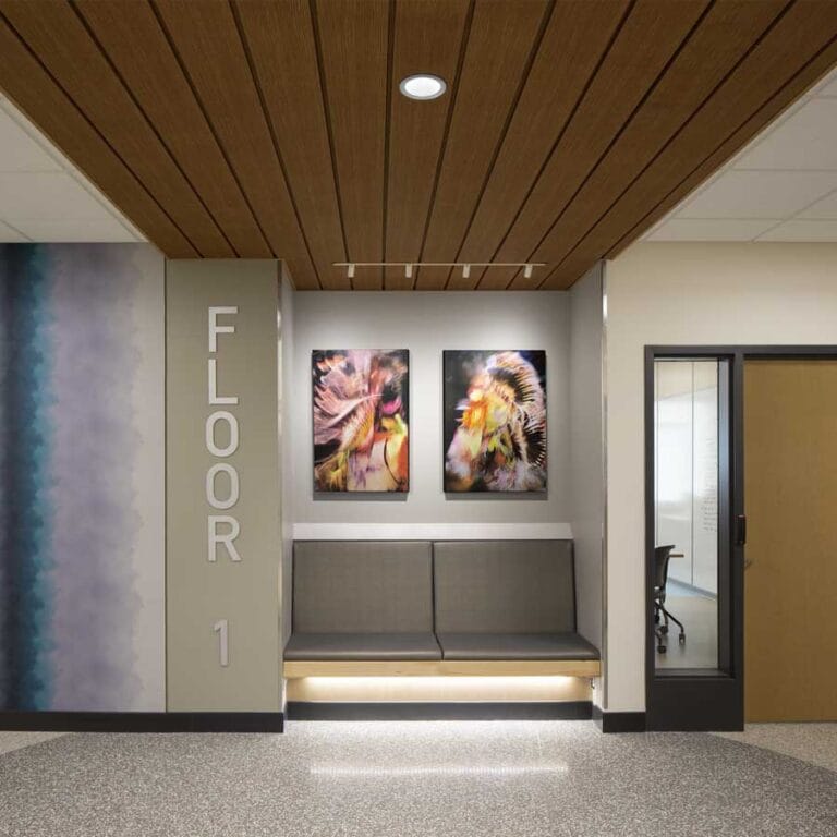 Madison College Goodman Corridor with integral signage and cultural references